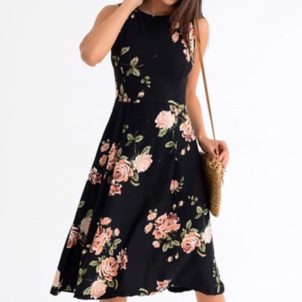 Milan Kiss Black Floral Sleeveless Dres